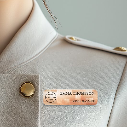 Copper Checkerboard Design Name Badge Custom 名札