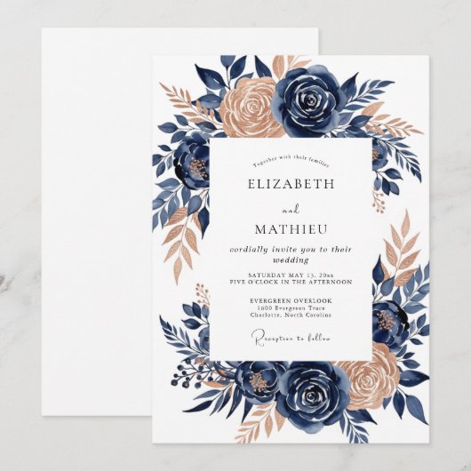 Copper Exquisite Autumnal Wedding 招待状 (正面/裏面)