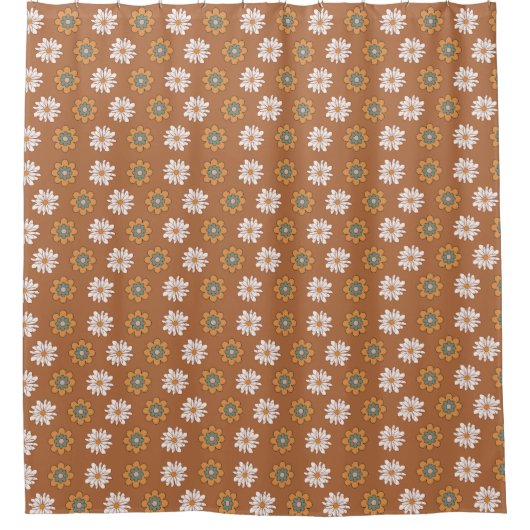 Copper Floral Curtain Pastel Boho Bathroom シャワーカーテン (正面)