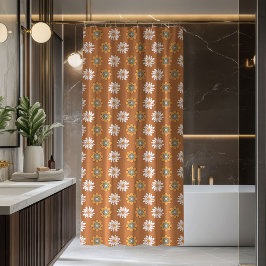 Copper Floral Curtain Pastel Boho Bathroom シャワーカーテン