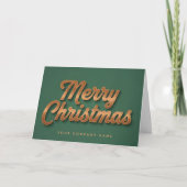 Copper Foil Retro Script Merry Christmas シーズンカード (正面)