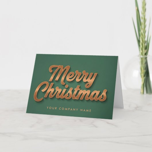Copper Foil Retro Script Merry Christmas シーズンカード (正面)