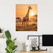 Copper Giraffe Sunset ポスター (ホームオフィス)
