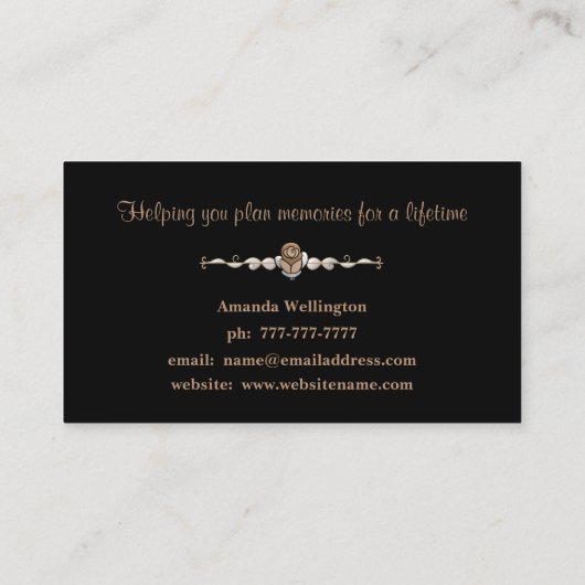 Copper & Gold Floral Event Planner Business Card 名刺 (裏面)