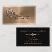 Copper & Gold Floral Event Planner Business Card 名刺 (正面/裏面)