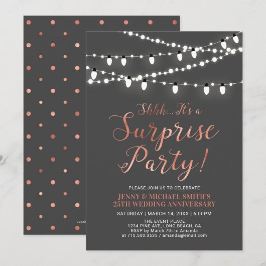 Copper & Gray | 40周年結婚記念日のサプライズ 招待状 (正面/裏面)