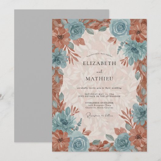 Copper Lush Autumn Wedding 招待状 (正面/裏面)