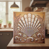 Copper Metallic Iridescent Scallop Shell ID1223 タイル