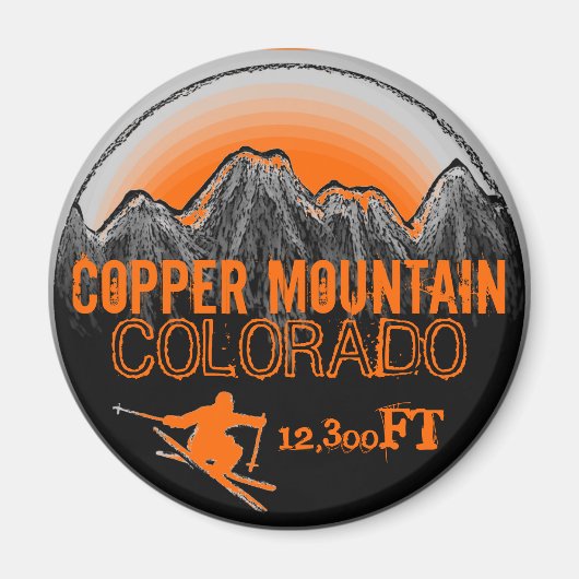 Copper Mountain Coloradoオレンジスキーアートマグネット マグネット (正面)