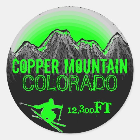 Copper Mountain Coloradoグリーンスキーアートシール ラウンドシール (正面)
