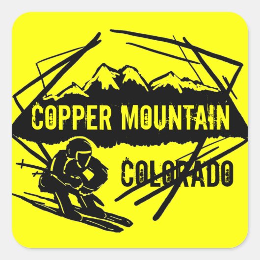 Copper Mountain Coloradoスキーイエロースタンプ スクエアシール (正面)
