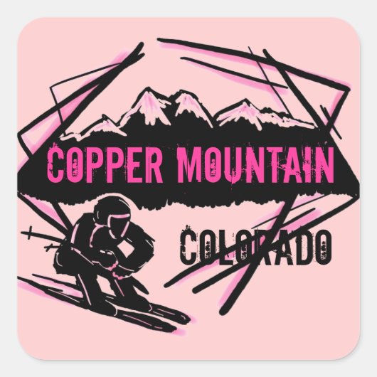 Copper Mountain Coloradoスキーピンクのシール スクエアシール (正面)