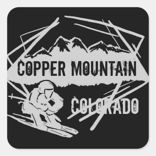Copper Mountain Coloradoスキーブラックグレーのシール スクエアシール (正面)