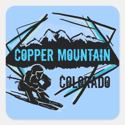 Copper Mountain Coloradoブルースキースタンプ スクエアシール (正面)