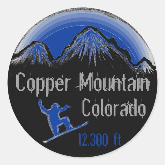 Copper Mountain Coloradoブルースノーボードシール ラウンドシール (正面)