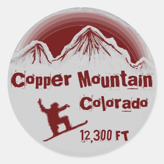 Copper Mountain Coloradoレッドスノーボードシール ラウンドシール (正面)