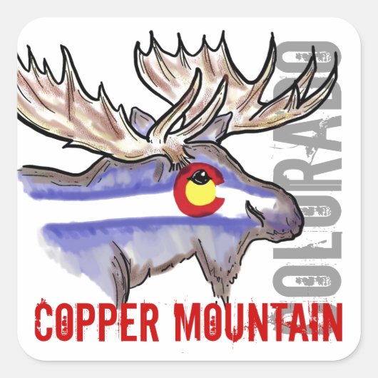 Copper Mountain Colorado国旗elkデザインのシール スクエアシール (正面)