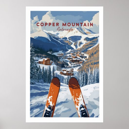 Copper Mountain Ski Poster Winter Ski Village ポスター (正面)