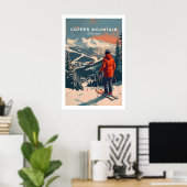 Copper Mountain Travel Poster Skiing Into Sunset 1 ポスター (ホームオフィス)