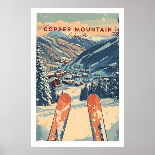 Copper Mountain Travel Poster Sunset Ski Slopes 1 ポスター (正面)