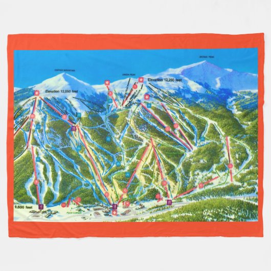 Copper Mtn Ski Slopes Fleece Blanket フリースブランケット (正面(横))