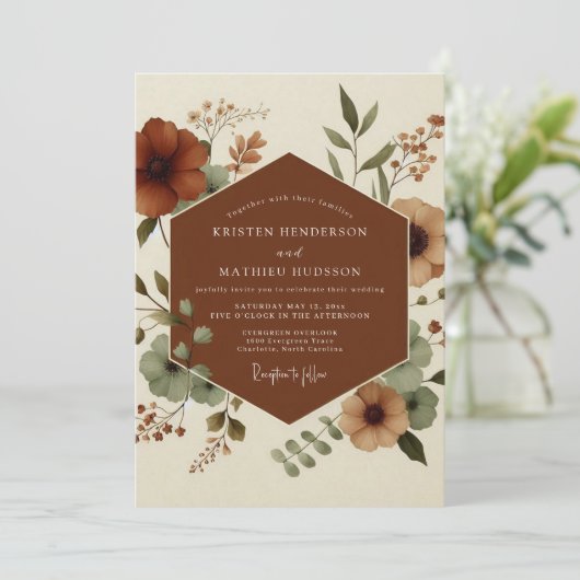 Copper Sage Autumn Wedding 招待状 (スタンド正面)