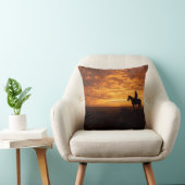 Copper Sunset Warm Tones Cowboy Silhouette Art クッション (椅子)