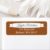 Copper & Teal Green Address Label with Banner ラベル (インサイチュ)