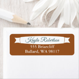 Copper & Teal Green Address Label with Banner ラベル
