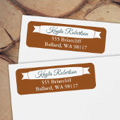 Copper & Teal Green Address Label with Banner ラベル