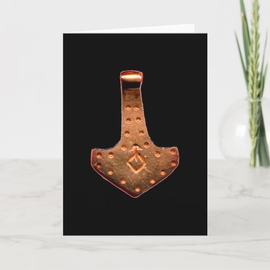 Copper Thor Hammer black greeting card カード (正面)
