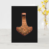 Copper Thor Hammer black greeting card カード (黄色い花)