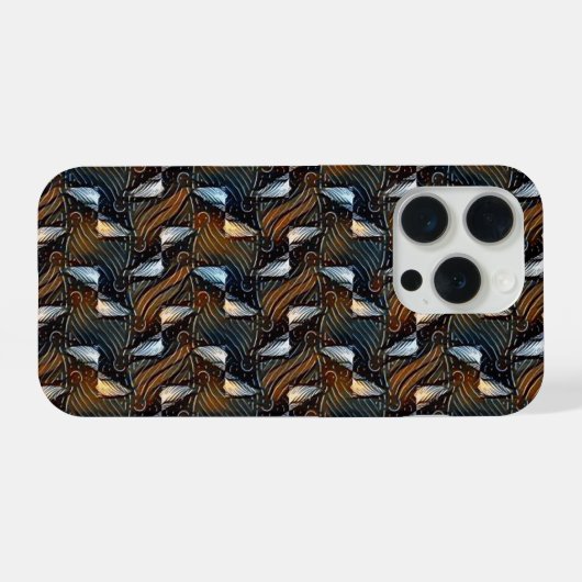 Copper Waves Abstract Geometric Flow Pattern 1303 iPhoneケース (裏面横)