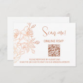 Copper White結婚のQRコードRSVPオンライン エンクロージャーカード (正面/裏面)