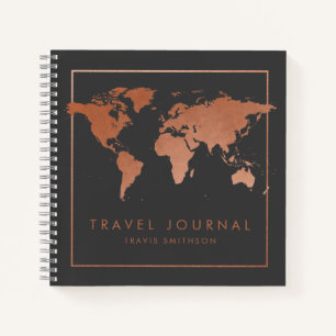 Copper World Map Travel JournalまたはモダンNotebook ノートブック
