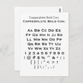 Copperplate はっきりした Con. – ザズルフォントサンプラーシート ポストカード (正面/裏面)