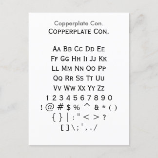 Copperplate Con. – ザズルフォントサンプラーシート ポストカード