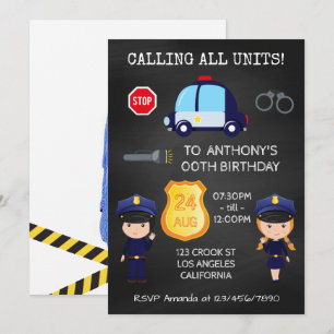 Cops and Robers誕生日Chalkboard追加の写真 招待状