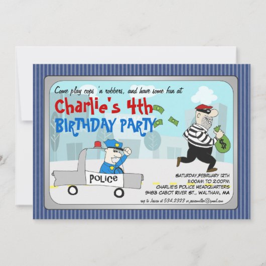 COPS n Robbers Cartoonパーティの招待状 招待状 (正面)