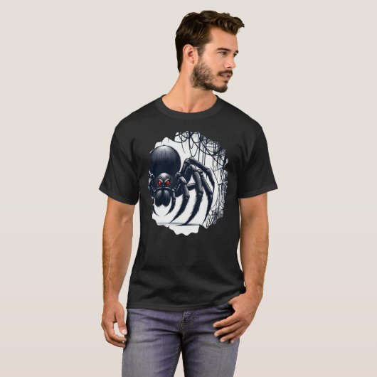 Copy of Creepy Black Spider Gothic Design Tシャツ (正面フル)