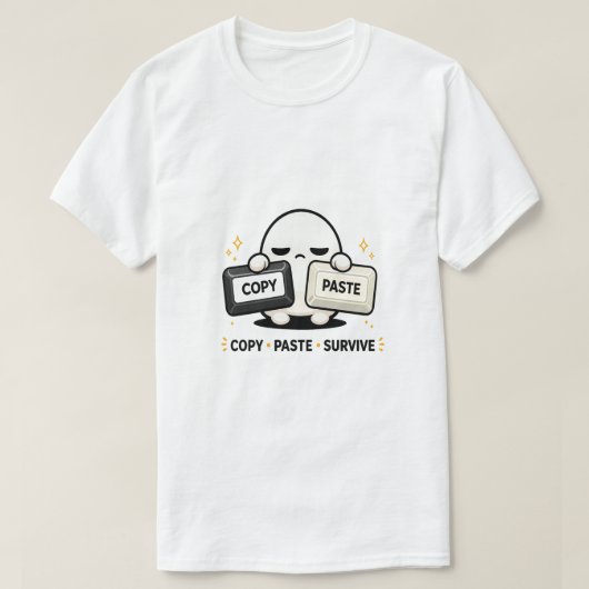 Copy Paste Survive - 面白いテクノロジー・コーディング・かわいい Tシャツ (デザイン正面)