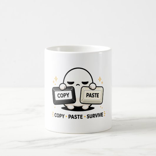 Copy Paste Survive - 面白い テック コーディング かわいい コーヒーマグカップ (中央)