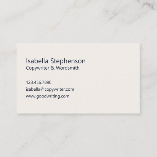 Copywriter Freelance Writer Modern Navy Blue White 名刺 (裏面)
