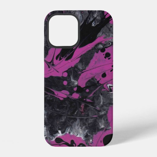 Coque abstrait rose noir. iPhoneケース (裏面)