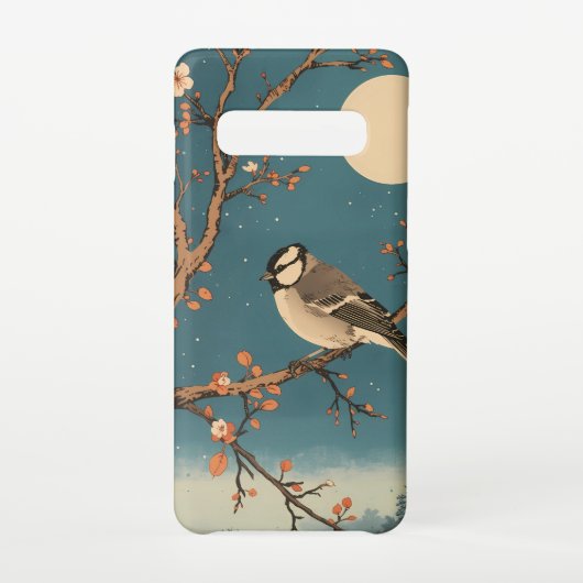 Coque de téléphone Moonlit Bird on Blossom Branch Samsung Galaxyケース (裏面)