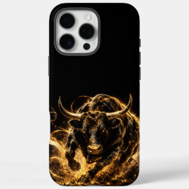 Coque de Téléphone Taureau de Feu Noir&Or Mystique iPhone 16 Pro Maxケース