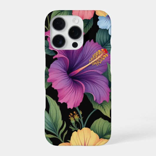 Coque iPhone 16 Pro Fleurs Tropicales Hibiscus iPhoneケース (裏面)