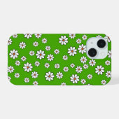 Coque Iphone fleurs blanches sur tapis vert 15ケース (裏面横)