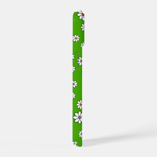 Coque Iphone fleurs blanches sur tapis vert 15ケース (右側面)
