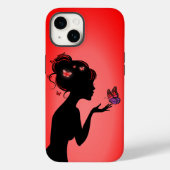Coque Pour iPhone 14 La femme papillons rouges Case-Mate iPhoneケース (裏面)